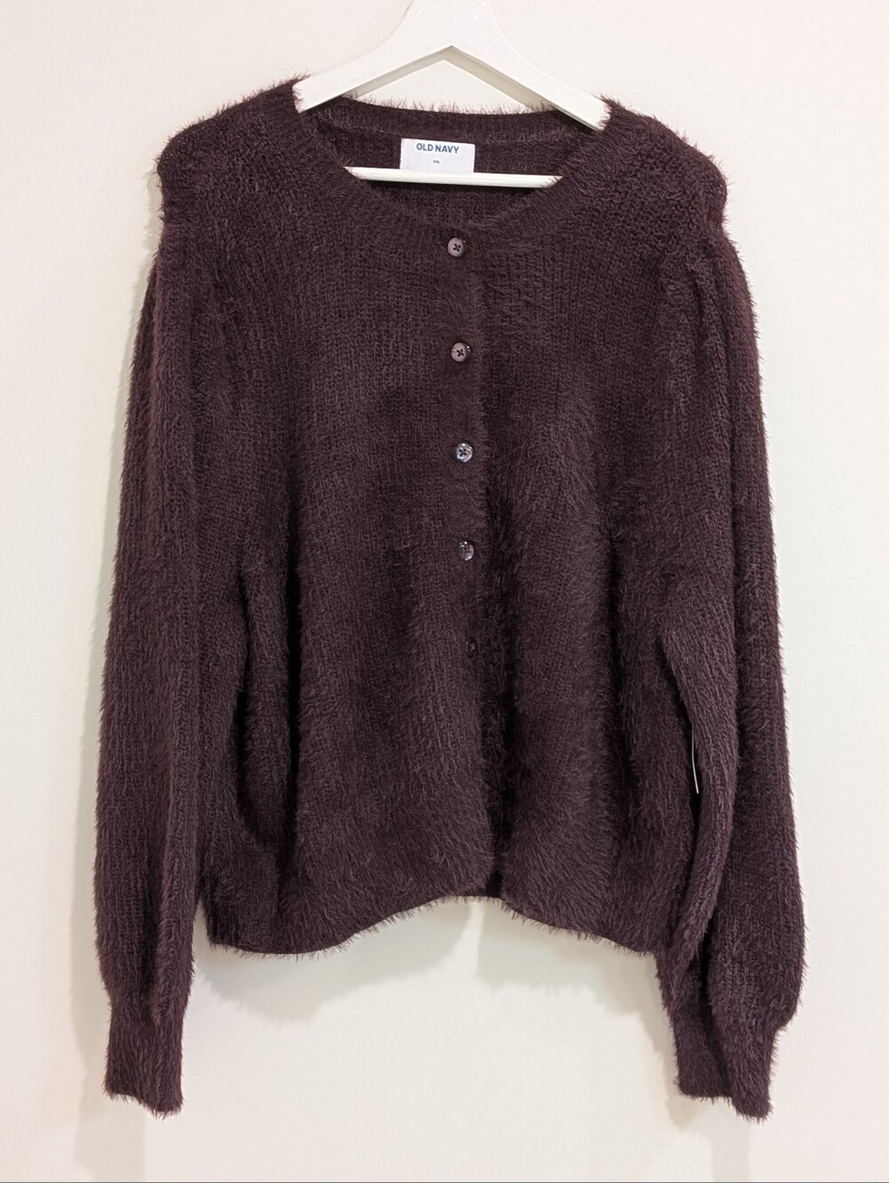 NWT Women's XXL Soft Plum Button Cardigan Minimalist Dark Academia Classic